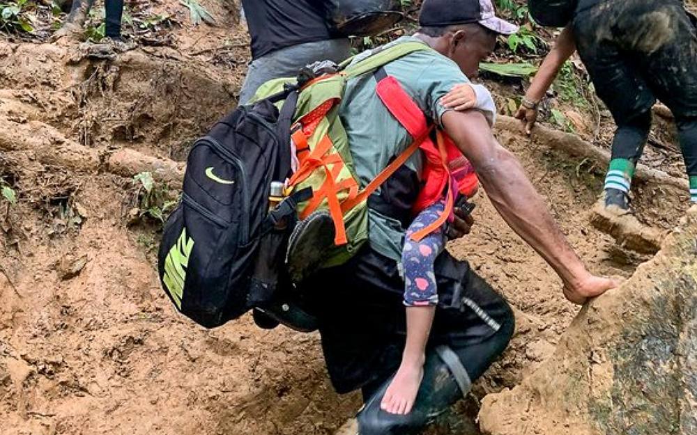 The paths through the Darién Gap between Panama and Columbia are muddy and challenging.Courtesy of interviewees Via RFA